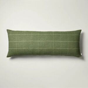 14"x36" Windowpane Plaid Oblong Pillow Dark Green - Hearth & Hand Magnolia NEW